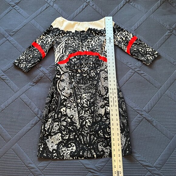 Prabal Gurung Lace Print Fall 2011 dress 8 Sarah Jessica Parker black/cream/red - Picture 10 of 16